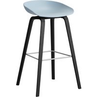 HAY About a Stool AAS 32 - viltglijders - Zithoogte 75 cm - voetbank roestvrij staal - zwarte lak op waterbasis - slate blue 2.0