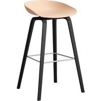 HAY About a Stool AAS 32 - viltglijders - Zithoogte 75 cm - voetbank roestvrij staal - zwarte lak op waterbasis - pale peach 2.0