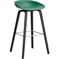 HAY About a Stool AAS 32 - viltglijders - Zithoogte 75 cm - voetbank roestvrij staal - zwarte lak op waterbasis - teal green 2.0
