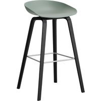 HAY About a Stool AAS 32 - viltglijders - Zithoogte 75 cm - voetbank roestvrij staal - zwarte lak op waterbasis - fall green 2.0