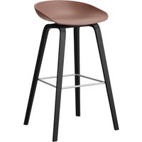 HAY About a Stool AAS 32 - soft brick 2.0 - zwarte lak op waterbasis - voetbank roestvrij staal - Zithoogte 75 cm - viltglijders