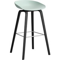HAY About a Stool AAS 32 - viltglijders - Zithoogte 75 cm - voetbank roestvrij staal - zwarte lak op waterbasis - dusty blue 2.0