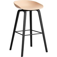 HAY About a Stool AAS 32 - kunststofglijders - Zithoogte 75 cm - voetbank zwart - zwarte lak op waterbasis - pale peach 2.0