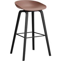 HAY About a Stool AAS 32 - kunststofglijders - Zithoogte 75 cm - voetbank zwart - zwarte lak op waterbasis - soft brick 2.0