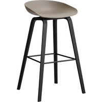 HAY About a Stool AAS 32 - kunststofglijders - Zithoogte 75 cm - voetbank zwart - zwarte lak op waterbasis - khaki 2.0