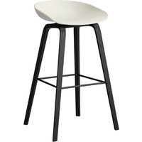 HAY About a Stool AAS 32 - voetbank zwart - Zithoogte 75 cm - kunststofglijders - melange cream 2.0 - zwarte lak op waterbasis