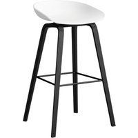 HAY About a Stool AAS 32 - kunststofglijders - Zithoogte 75 cm - voetbank zwart - zwarte lak op waterbasis - white 2.0