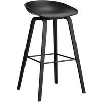 HAY About a Stool AAS 32 - kunststofglijders - Zithoogte 75 cm - voetbank zwart - zwarte lak op waterbasis - black 2.0