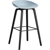 HAY About a Stool AAS 32 - viltglijders - Zithoogte 75 cm - voetbank zwart - zwarte lak op waterbasis - slate blue 2.0