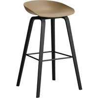 HAY About a Stool AAS 32 - clay 2.0 - zwarte lak op waterbasis - voetbank zwart - Zithoogte 75 cm - viltglijders