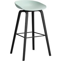 HAY About a Stool AAS 32 - viltglijders - Zithoogte 75 cm - voetbank zwart - zwarte lak op waterbasis - dusty mint 2.0