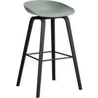 HAY About a Stool AAS 32 - viltglijders - Zithoogte 75 cm - voetbank zwart - zwarte lak op waterbasis - fall green 2.0