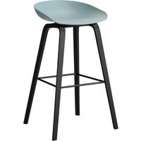 HAY About a Stool AAS 32 - viltglijders - Zithoogte 75 cm - voetbank zwart - zwarte lak op waterbasis - dusty blue 2.0