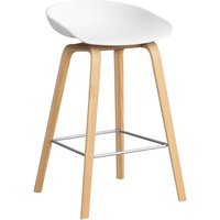 HAY About a Stool AAS 32 - kunststofglijders - Zithoogte 65 cm - voetbank roestvrij staal - lak op waterbasis - white 2.0