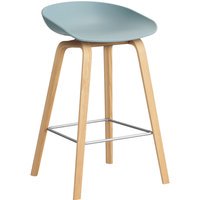 HAY About a Stool AAS 32 - kunststofglijders - Zithoogte 65 cm - voetbank roestvrij staal - lak op waterbasis - dusty blue 2.0