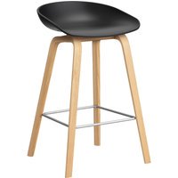 HAY About a Stool AAS 32 - kunststofglijders - Zithoogte 65 cm - voetbank roestvrij staal - lak op waterbasis - black 2.0