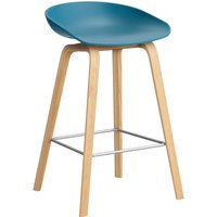 HAY About a Stool AAS 32 - viltglijders - Zithoogte 65 cm - voetbank roestvrij staal - lak op waterbasis - azure blue 2.0