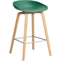 HAY About a Stool AAS 32 - viltglijders - Zithoogte 65 cm - voetbank roestvrij staal - lak op waterbasis - teal green 2.0