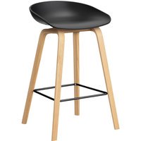 HAY About a Stool AAS 32 - voetbank zwart - Zithoogte 65 cm - viltglijders - black 2.0 - lak op waterbasis
