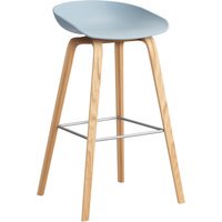 HAY About a Stool AAS 32 - kunststofglijders - Zithoogte 75 cm - voetbank roestvrij staal - lak op waterbasis - slate blue 2.0