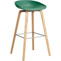 HAY About a Stool AAS 32 - voetbank roestvrij staal - Zithoogte 75 cm - kunststofglijders - teal green 2.0 - lak op waterbasis