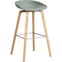 HAY About a Stool AAS 32 - kunststofglijders - Zithoogte 75 cm - voetbank roestvrij staal - lak op waterbasis - fall green 2.0
