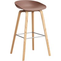 HAY About a Stool AAS 32 - kunststofglijders - Zithoogte 75 cm - voetbank roestvrij staal - lak op waterbasis - soft brick 2.0