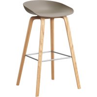 HAY About a Stool AAS 32 - kunststofglijders - Zithoogte 75 cm - voetbank roestvrij staal - lak op waterbasis - khaki 2.0
