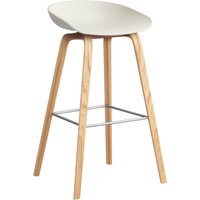 HAY About a Stool AAS 32 - kunststofglijders - Zithoogte 75 cm - voetbank roestvrij staal - lak op waterbasis - melange cream 2.0