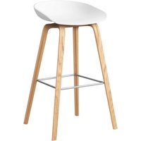 HAY About a Stool AAS 32 - kunststofglijders - Zithoogte 75 cm - voetbank roestvrij staal - lak op waterbasis - white 2.0