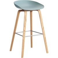 HAY About a Stool AAS 32 - kunststofglijders - Zithoogte 75 cm - voetbank roestvrij staal - lak op waterbasis - dusty blue 2.0