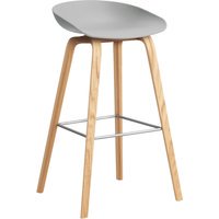 HAY About a Stool AAS 32 - kunststofglijders - Zithoogte 75 cm - voetbank roestvrij staal - lak op waterbasis - concrete grey 2.0