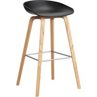 HAY About a Stool AAS 32 - kunststofglijders - Zithoogte 75 cm - voetbank roestvrij staal - lak op waterbasis - black 2.0