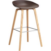 HAY About a Stool AAS 32 - viltglijders - Zithoogte 75 cm - voetbank roestvrij staal - lak op waterbasis - raisin 2.0