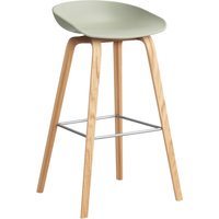 HAY About a Stool AAS 32 - viltglijders - Zithoogte 75 cm - voetbank roestvrij staal - lak op waterbasis - pastel green 2.0