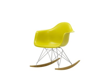 Vitra RAR Eames Plastic Armchair - sleden esdoorn goudkleurig - verchroomd - mosterd RE