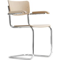 Thonet S 43 F Armleunstoel - Blank gelakt beukenhout - zonder glijders