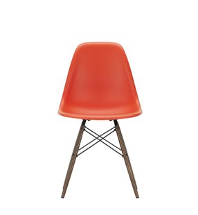 Vitra DSW Eames Plastic Side Chair - donkere esdoorn - poppy red RE