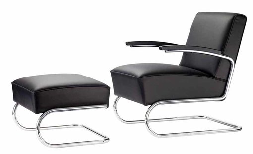 Thonet S 411 - Leer zwart