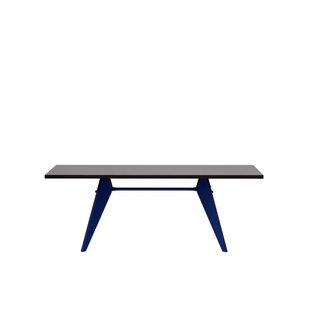 Vitra EM Table - Prouvé Bleu Marcoule - Eiken donker gebeitst massief - 200 cm