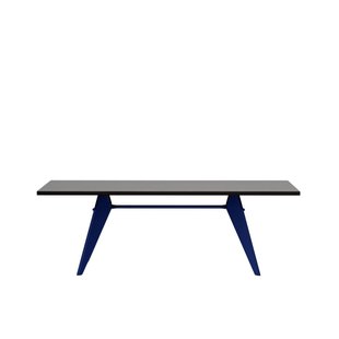 Vitra EM Table - Prouvé Bleu Marcoule - Eiken donker gebeitst massief - 220 cm