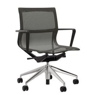 Vitra Physix bureaustoel - Wieltjes voor harde bodems - deep black - 03 riet - gepolijst