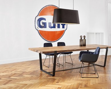 Janua BB 11 tafel Clamp - gepoedercoat zwart - Eiken natuur geolied - 220 x 105 cm