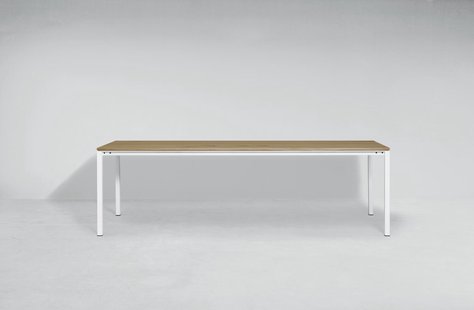 Janua S 600 houten tafel - gepoedercoat wit - Eiken natuur geolied - 140 x 90 cm