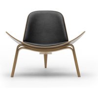 Carl Hansen & Søn CH07 stoel - Eiken, witte olie - Leer zwart/Thor 301