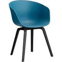 HAY About A Chair AAC 22 - azure blue 2.0 - zwarte lak op waterbasis - Standaard glijders kunststof