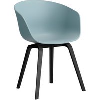 HAY About A Chair AAC 22 - dusty blue 2.0 - zwarte lak op waterbasis - Standaard glijders kunststof