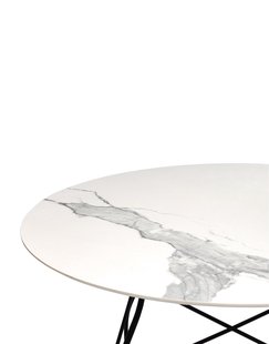 Kartell Glossy tafel - wit marmer - zwart - rond
