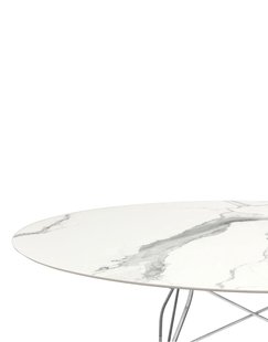 Kartell Glossy tafel - wit marmer - chroom - ovaal