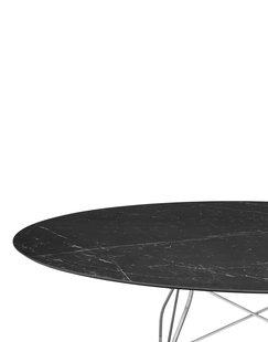 Kartell Glossy tafel - zwart marmer - chroom - ovaal